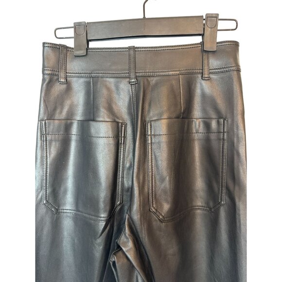 Zara Black Size 0 Faux Leather Wide-Leg Culottes Front & Back Pockets - Picture 9 of 12